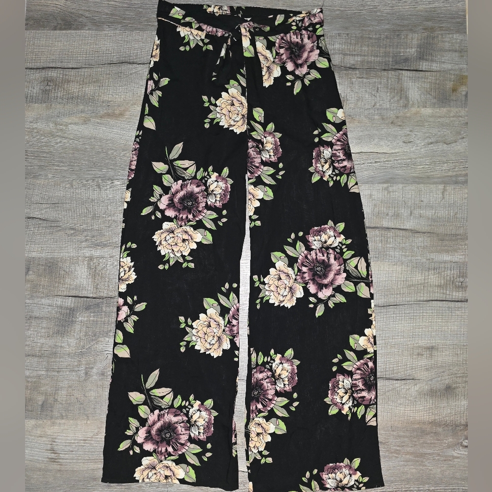 🌟4/$25 Charolette Russe Floral Wide-Leg Front Slit Women's Pants Sz L
